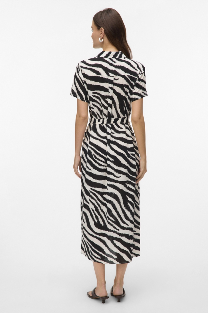 VMEASY JOY S/S LONG SHIRT DRESS WVN 10297365 BIRCH/ZEBRA